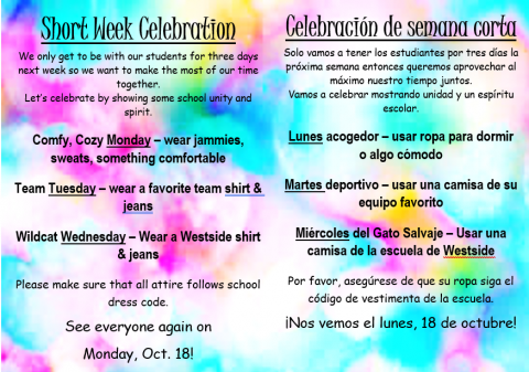 Short Week Celebration Westside Elementary